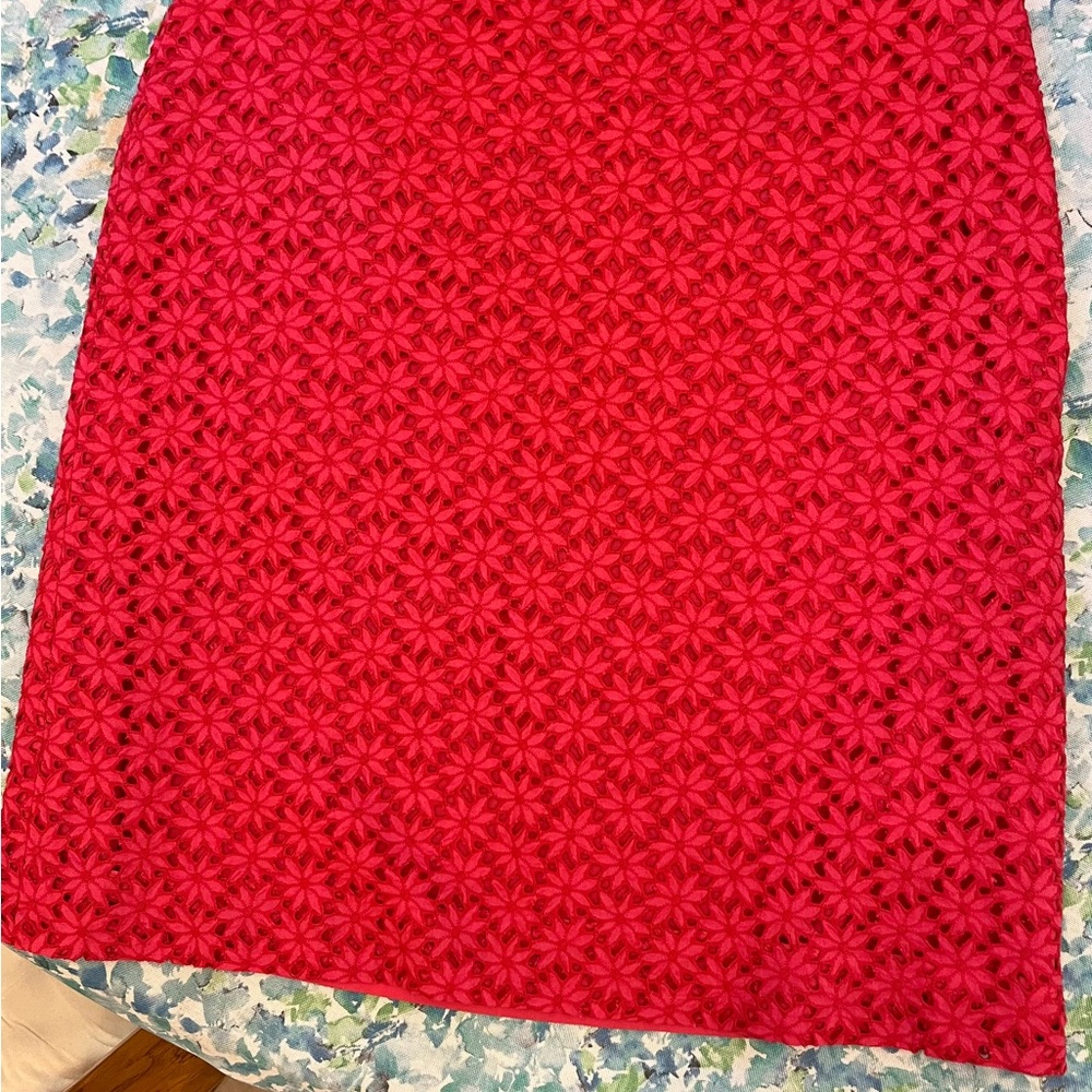 Ann Taylor Vibrant Pink Floral Pencil Skirt cut floral lace, vintage, excellent - Picture 12 of 15